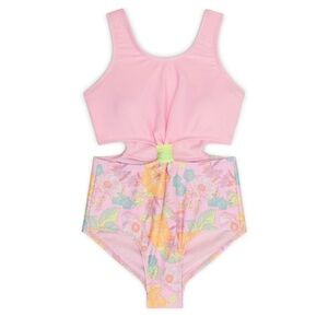 NEW 🆕 Justice Pink Floral Cutout Swimsuit size 12/14 years